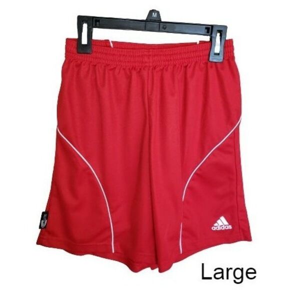 Adidas Boys Shorts Clima365 Sport Athletic Shorts Red White Large NWOT - Picture 1 of 7